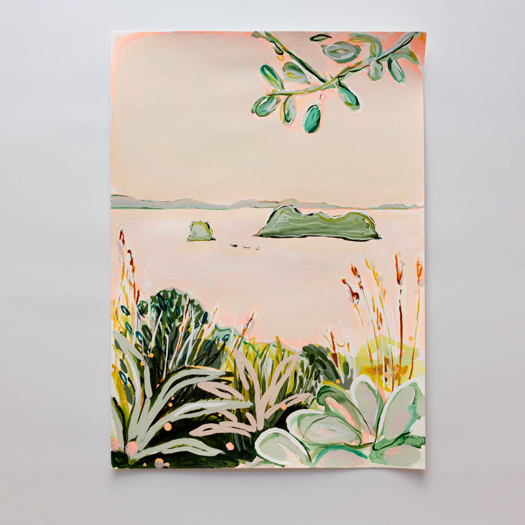 Hahei View - Original Artwork on Paper by Jen Sievers