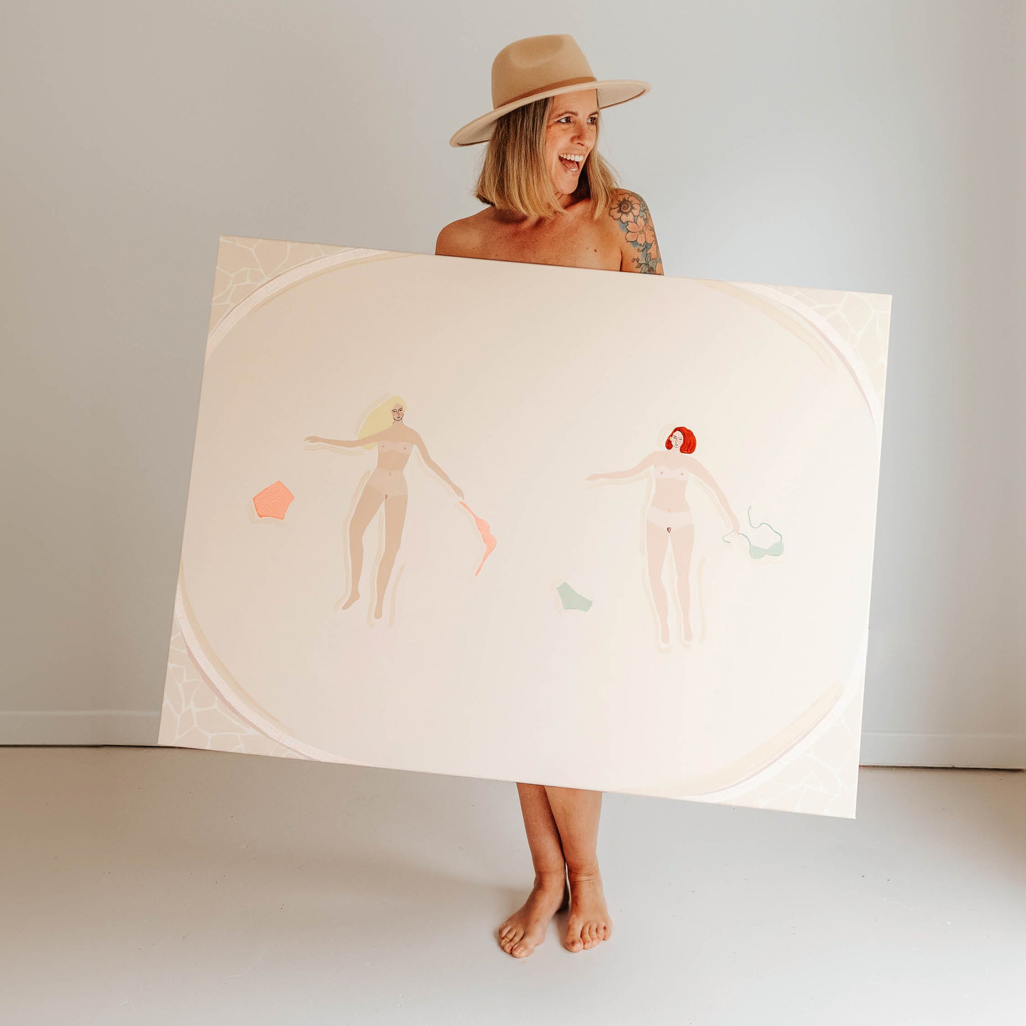 Nudie Dips - Original Artwork on Canvas by Jen Sievers