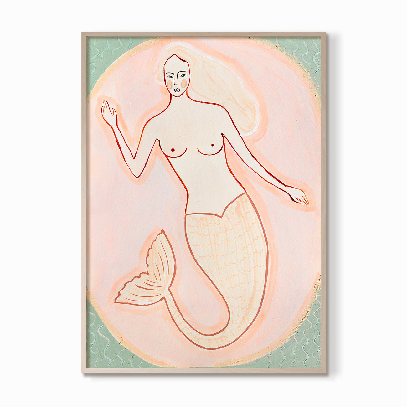Coral Tailed Mermaid Art Print