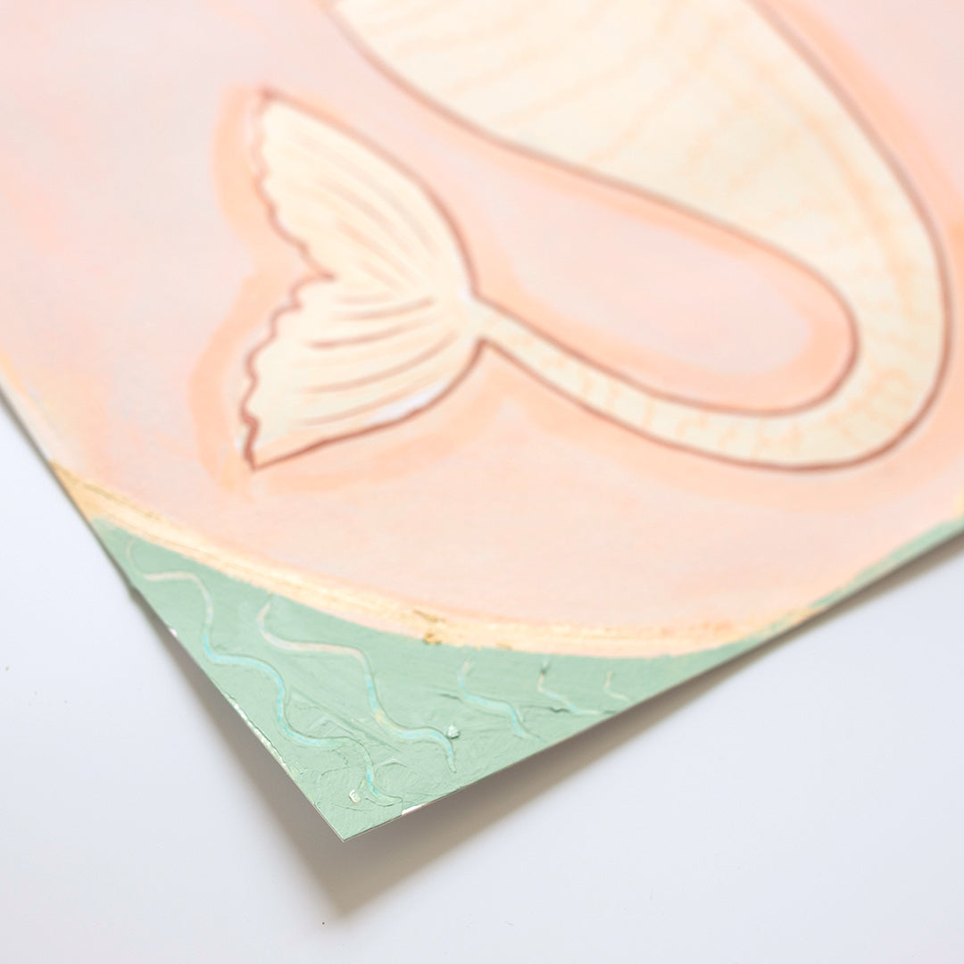 Coral Tailed Mermaid - Original Artwork on Paper by Jen Sievers