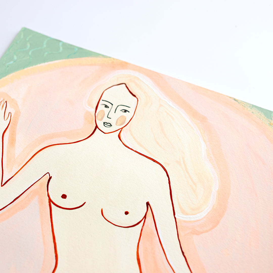 Coral Tailed Mermaid - Original Artwork on Paper by Jen Sievers