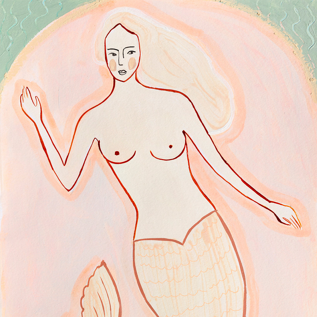 Coral Tailed Mermaid Art Print