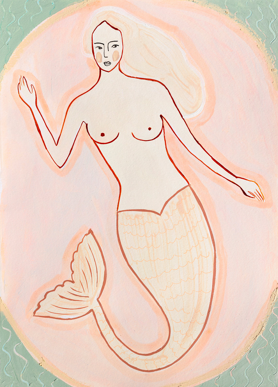 Coral Tailed Mermaid Art Print