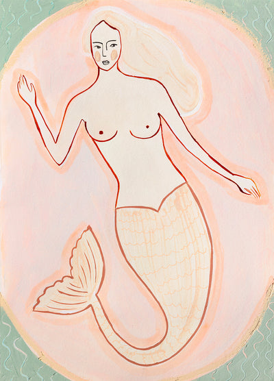 Coral Tailed Mermaid Art Print